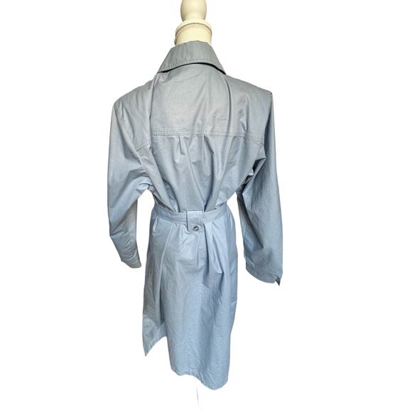 Vintage 80's London Fog Maincoats Blue Belted Waterproof Trench Coat 14 Large - Picture 6 of 10